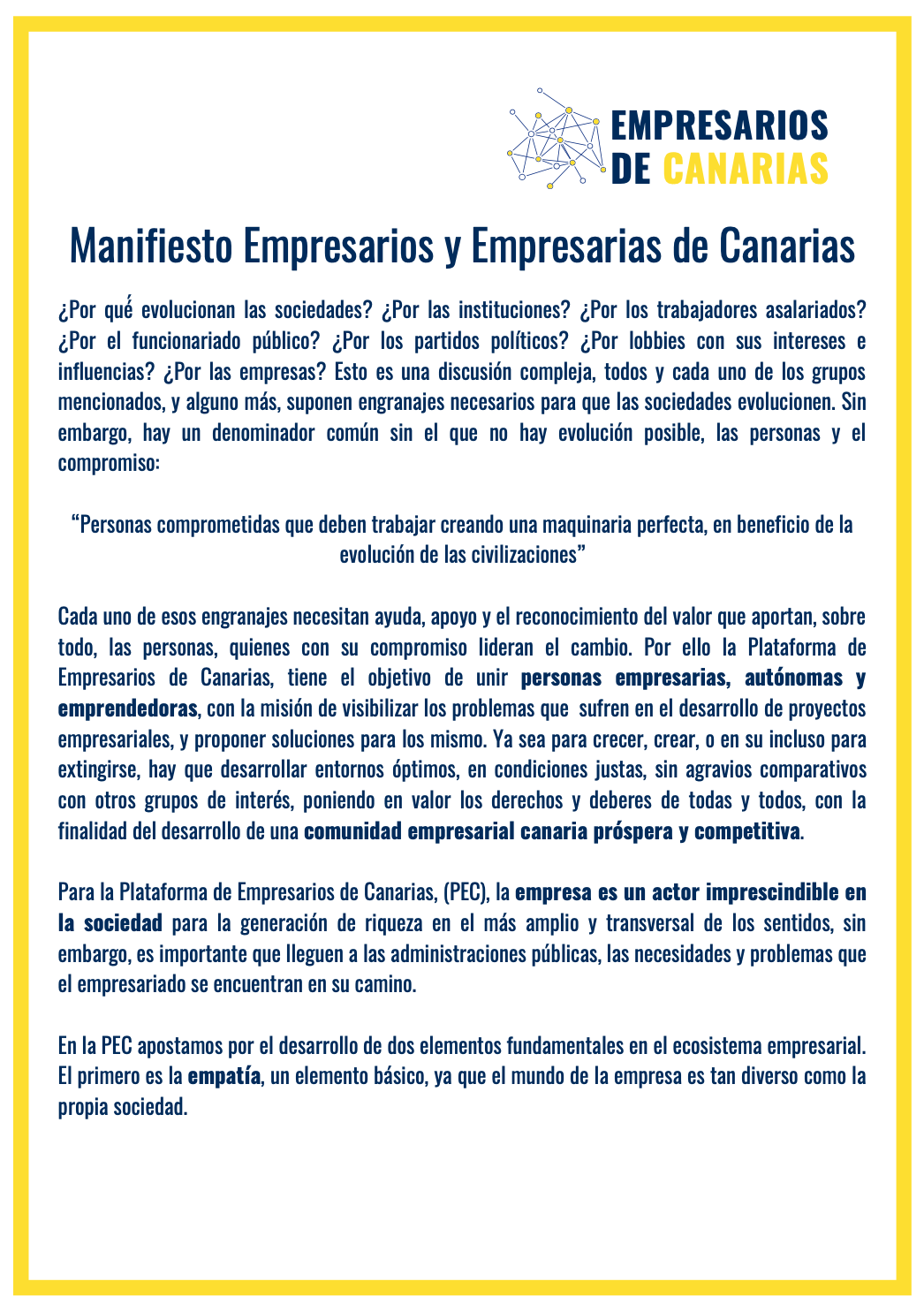 Manifiesto de la plataforma empresarios y empresarias de canarias (1)